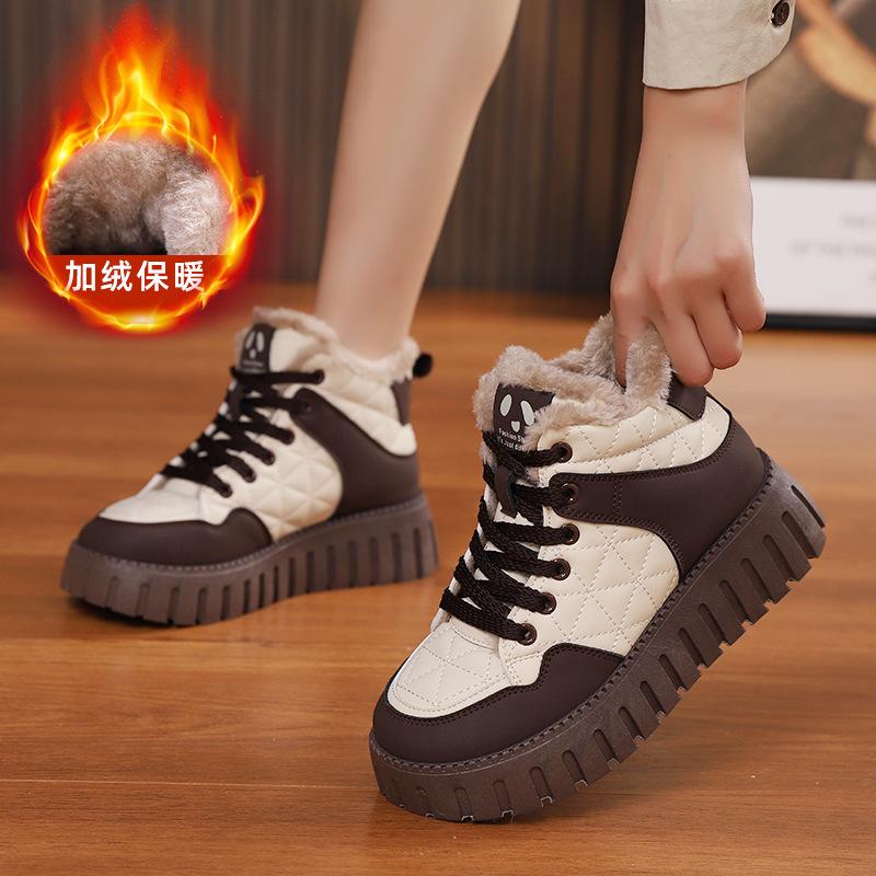 Heißer Verkauf High Help Daddy Schuhe Damen 2024 Winter Neue Studentenkaschmir Dicke Baumwolle Damenschuhe Sneaker Damen