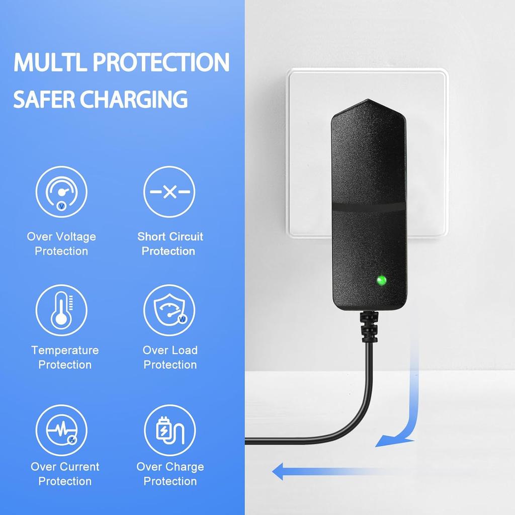 15V 1A~1.5A Adapter Charger Charging Cable Cord For Peak 450A 500A 600A 800A 1000A Auto Battery Booster Jump Starter, Compatible