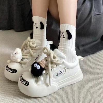 Smile Big Head Casual Canvas Shoes Women's Autumn Factory Fashion Niche Design Versatile Platform White Shoes