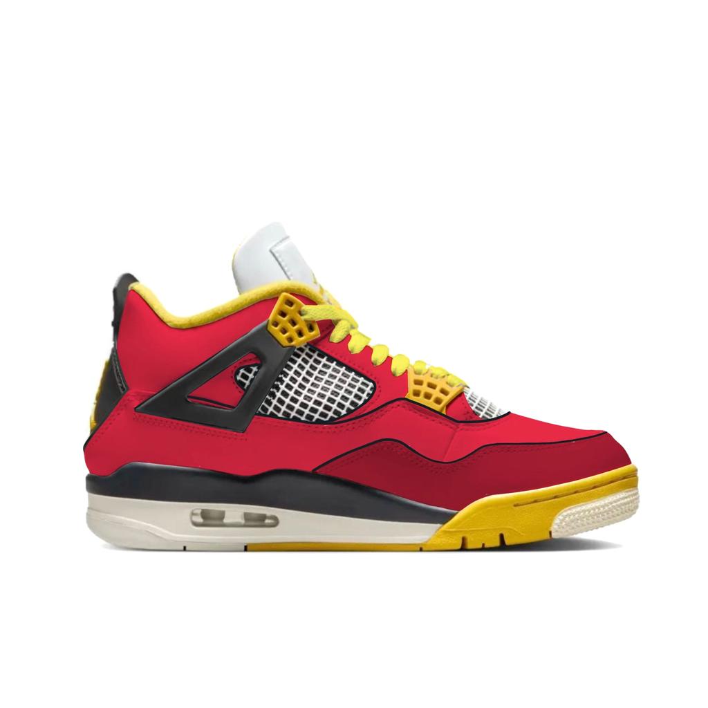 Jordan Air Jordan 4 Slip Resistant Abrasion Resistant Mid Top Vintage Basketball Shoes Unisex Red AQ9129-101(Team239-)