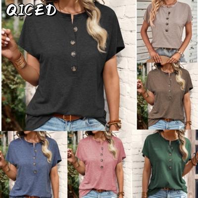 Women's Fashion Casual Solid Color Print Short Sleeve  Blouses & Shirts