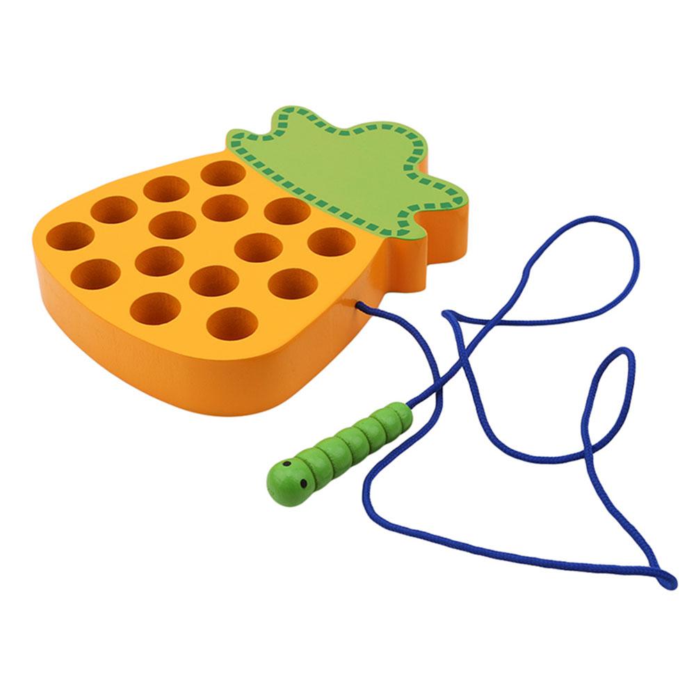 Wooden Learning Early Development Toy Lacing Threading Fruit Educational Toys