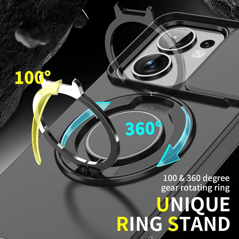 Armor Shockproof Magnetic Ring Stand Holder phone Case For OPPO Reno 13 13F 13 F Reno13 Pro 5G Slide Lens Protect Cover Funda