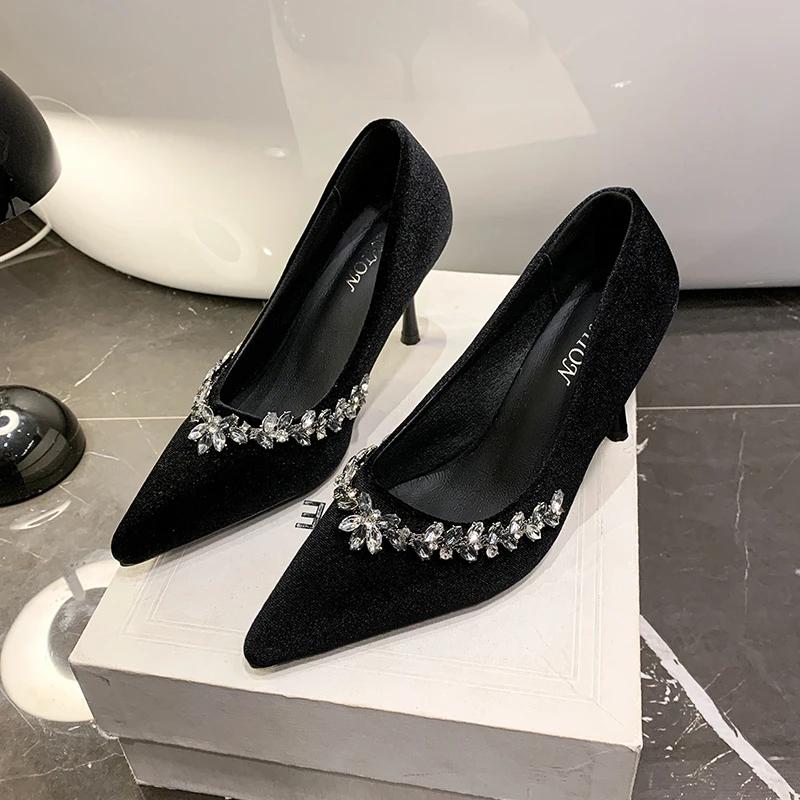 Ladies Shoes 2025 Shallow Women's High Heels New Crystal Office and Career Sexy Plus Size Best Seller High Heels Zapatos