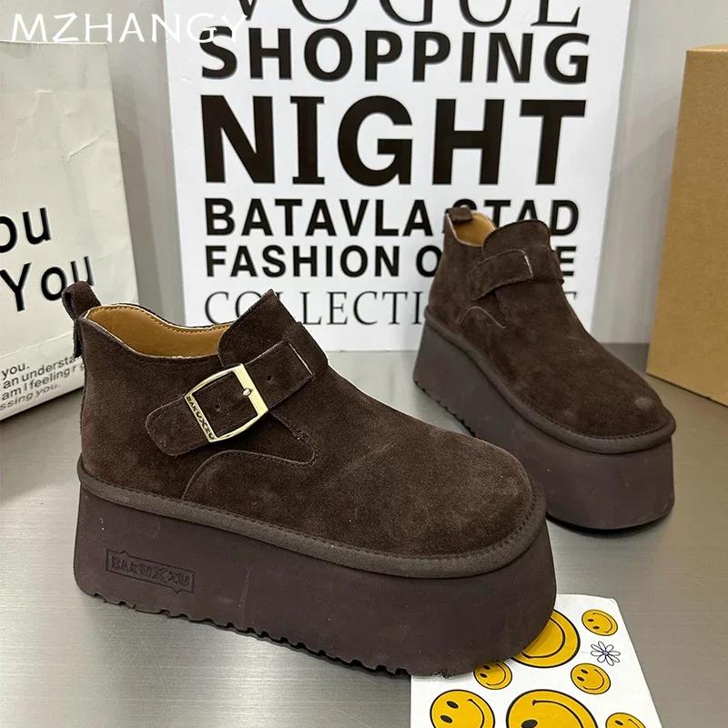 Módní platformové dámské tenisky, ploché semišové ležérní boty pro ženy, trend 2025, módní zimní vycházkové retro společenské boty, nové Zapatillas Mujer