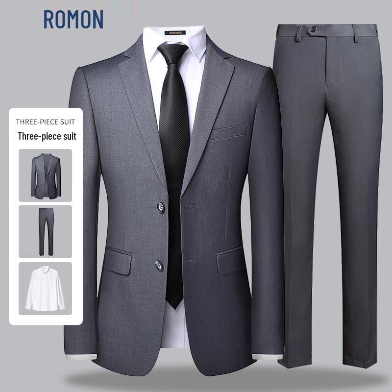ROMON Men's Slim Fit Business & Wedding Suit Set