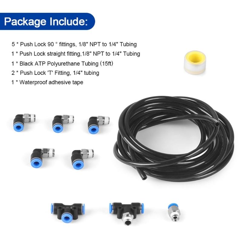 Industrial Grade Push Lock Black Vacuum Fitting set - Wastegate & Solenoid fits for - Vehicles Car Accessories
