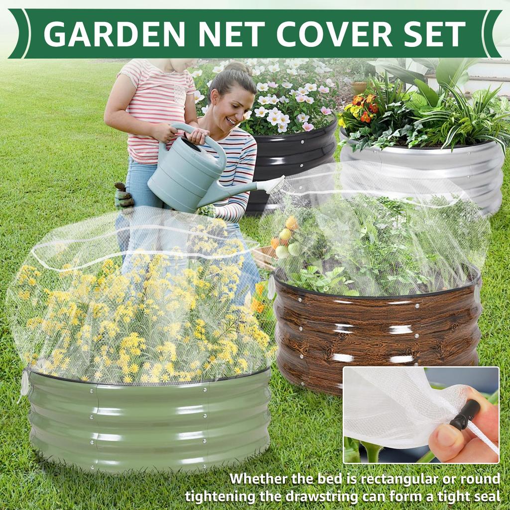 2Pcs Garden Netting Raised Bed Cover with Adjustable Drawstring Reusable Rectangular Plant Covers For Lawn Garden Plants