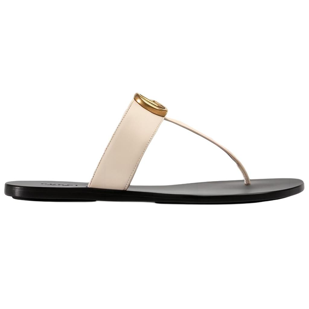 Gucci Double G Plaque Leather Sandals 497444 A3N00 9022