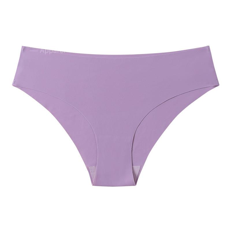 

European and American large size ultra-thin ice silk seamless underwear half-wrapped hip breathable pure cotton crotch low waist one-piece briefs XL фіолетовий