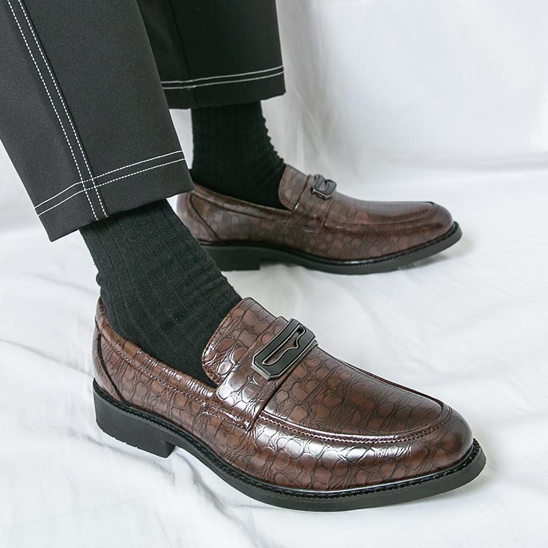 

Мужские туфли-лоферы в стиле ретро, кожаные, формальные, для бизнеса, плоские, слипоны, для свадебного платья, выпускного вечера, черные, большого размера EU:46 коричневый