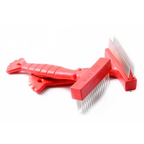 

Stainless Steel Pins Double Rows Pet Slicker Brush Cats Dog Rake Grooming Comb красный