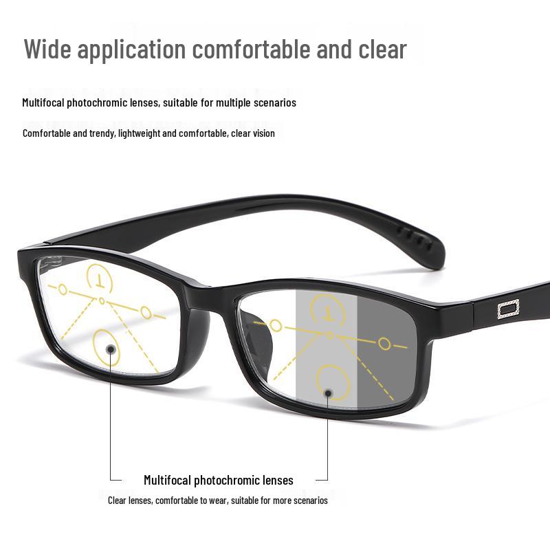 Trendy Ultralight Photochromic Bifocal Square Reading Glasses
