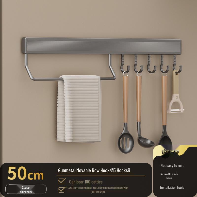 Multi-Functional Wall-Mounted Kitchen Hook Rack for Utensil Storage