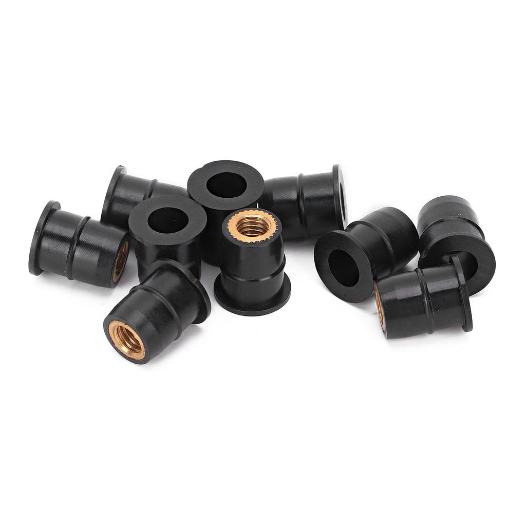 10PCS Well Nut M6x0.8mm Rubber Captive Brass for Motorcycle ATV Windscreens Body