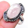 Rose Quartz Gemstone Handmade 925 Sterling Silver Jewelry Ring Size 8