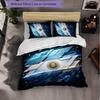 Argentina Football Pattern 3 Pieces Bedding Set Soft Microfiber Duvet Cover with Pillow Cases for Bedroom