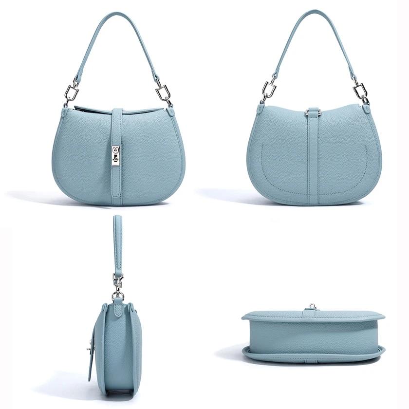 New Women's Genuine Leather Crescent Bag Niche Luxury Design Hand Shoulder Crossbody Bag Fashion Minimalist Classic Commuter Daily Use Bag