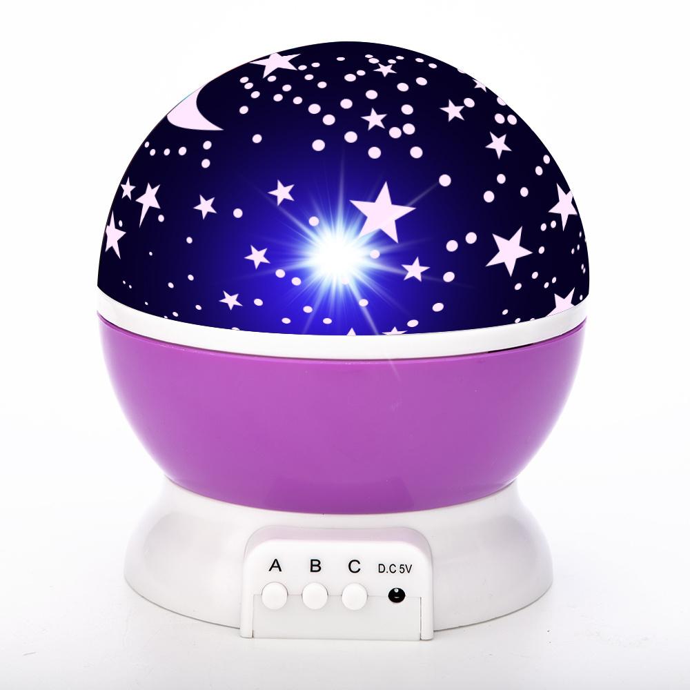 Rotating RGB Night Light Starry Projector Lamp USB/Battery Operated Bedroom Decoration Lights For Children Kids Christmas Gifts