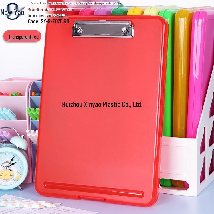 Large Capacity A4 File Box with Pen Slot & Clipboard for A5 Paper Storage