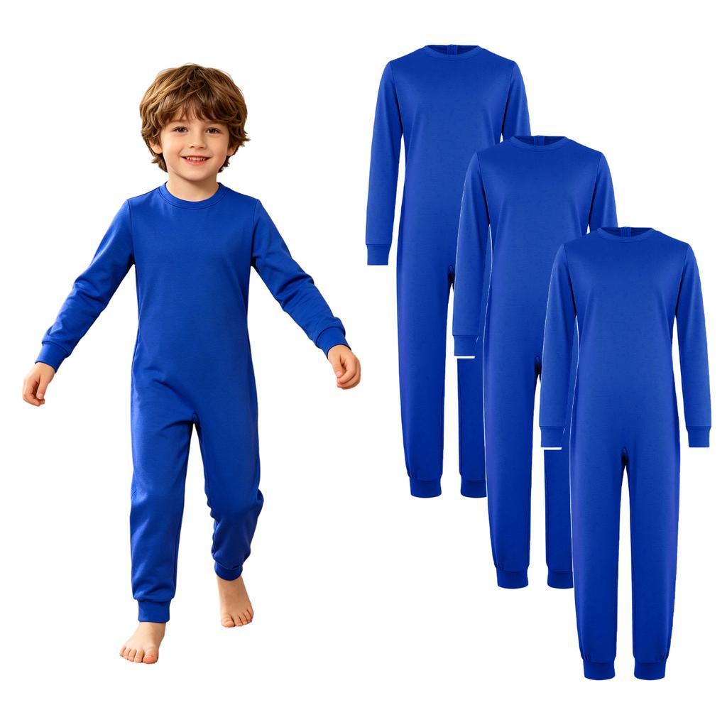 Ropa Adaptativa Especial para Niños y Niñas Unisex Conjunto de 3 Piezas Mono de Algodón Manga Larga Cremallera Trasera Invisible