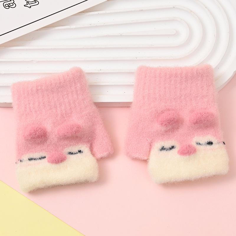 0-3 Toddlers' Cartoon Knit Gloves: Warm, Five-Finger, Anti-Scratch for Autumn/Winter