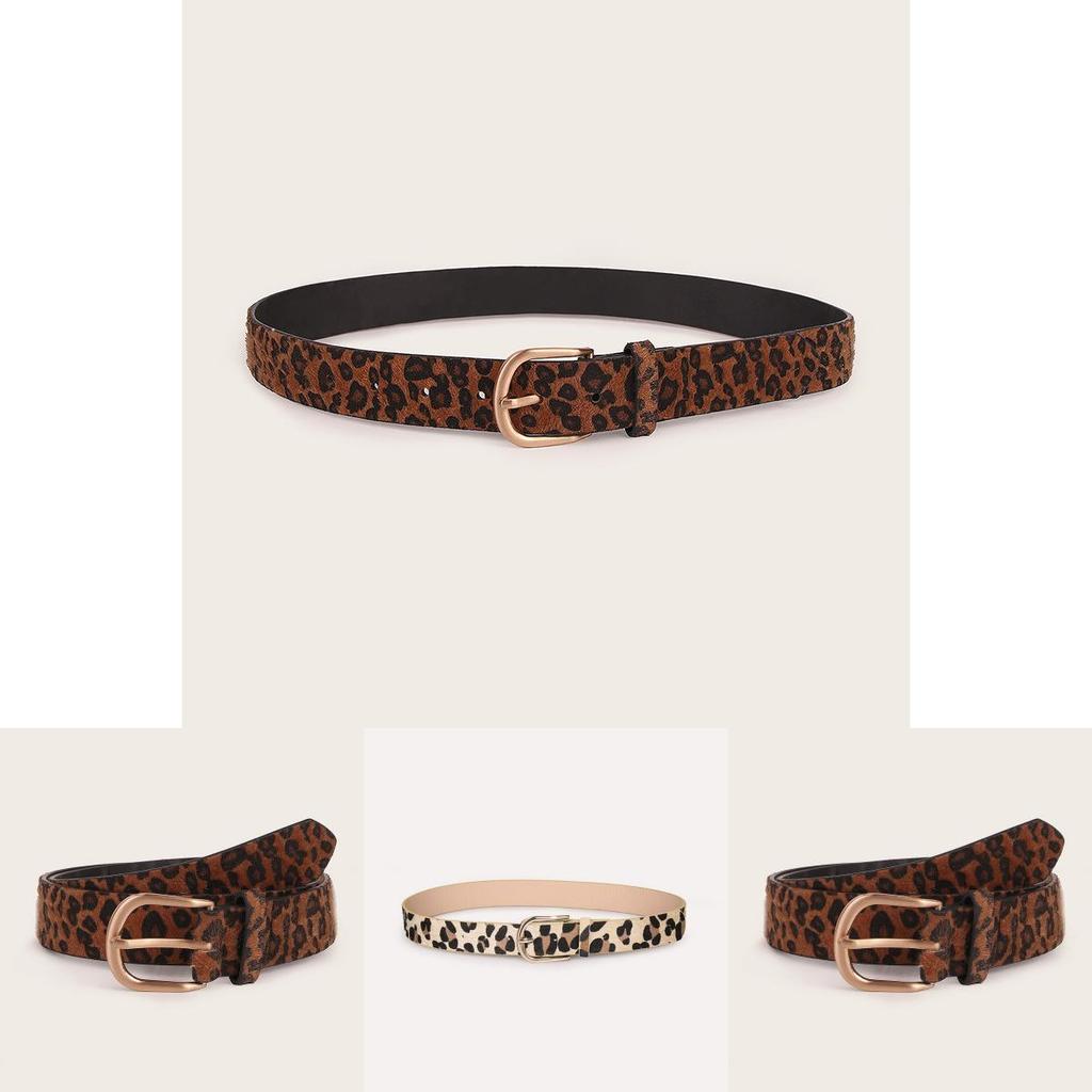 Womens Cheetah Animal Pattern Belt With Metal Pin Buckle For Casual Wear