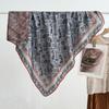 Autumn and Winter Velvet Purple Japanese Samurai 91 Large Square Scarf Women's Fashion Vacation Beach Silk Headscarf Shawl Thermal Scarf