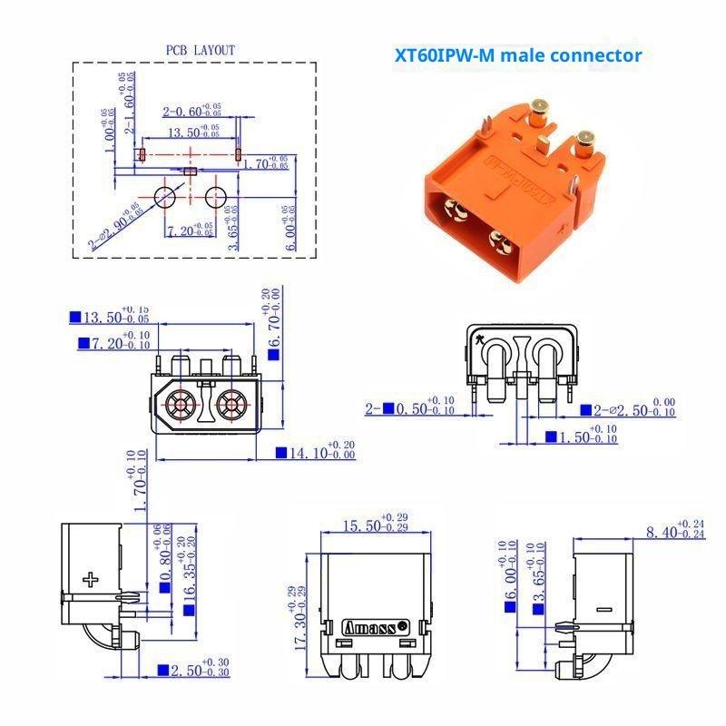 With Signal Pin Xt60I-F Xt60I-Pw 2+1 Plug Brass Accessories Xt60I-Pw Male Xt60-I Connector Model Parts Aviation Plug