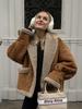 Autumn/Winter 2024 Women's American Retro Leather and Fur Wool Coat with Lapel
