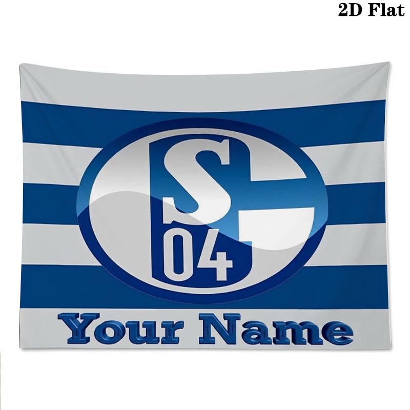 FC Schalke 04 Benutzerdefinierter Name Wandteppich Ästhetischer Wandbehang Bedruckte Stoffdecke Dekorative Wandteppiche für Schlafzimmer Wohnzimmer Heimdekoration