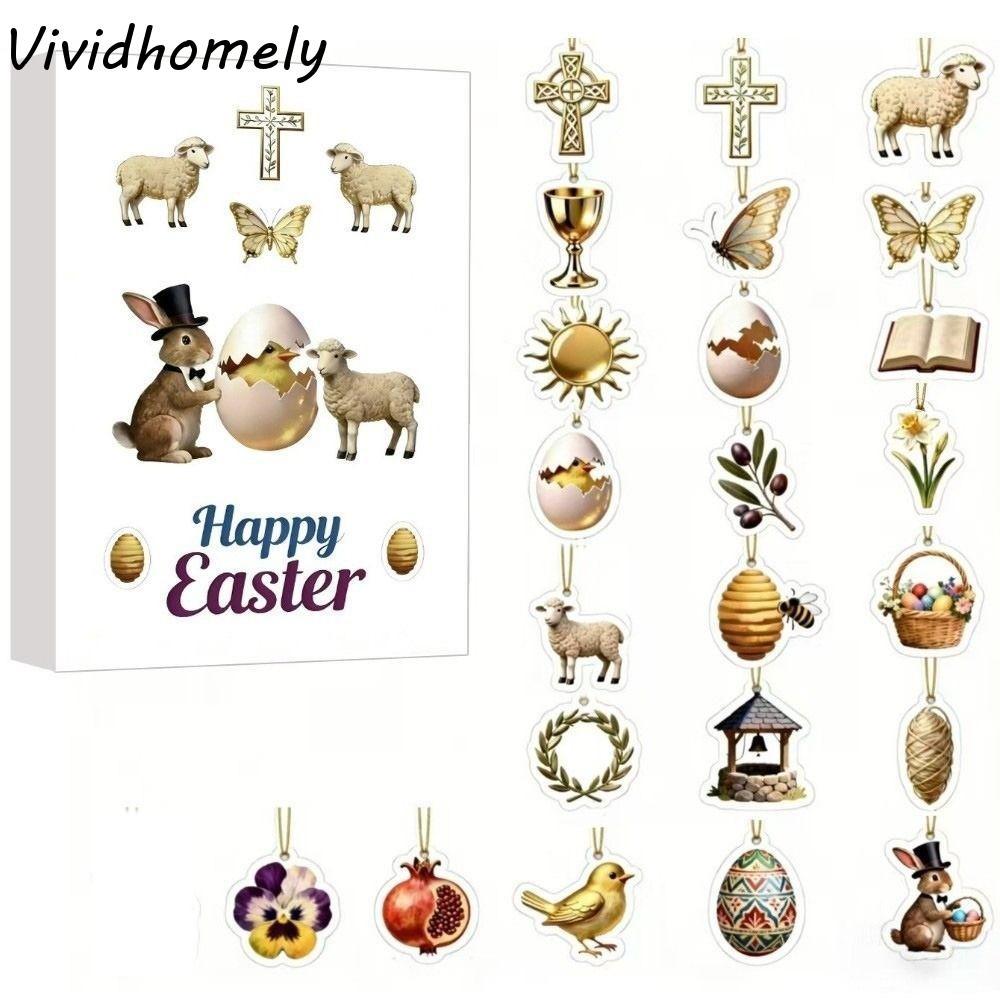 Creativity Acrylic Easter Pendant Surprise Holiday Keepsake Rabbit Advent Calendar Decorative Countdown Calendar Pendant Gifts