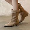 Fashion Pointed Toe Women's Boots Suede Fashion Heeled Shoes Winter Dress Luxury Designer Boots 2025 New Trend Elegant Botas Para Muje