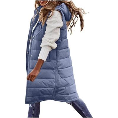 Order Two Size Up,Sleeveless Winter Jacket Women Midi Coats Down Vest Keep Warm Elegant Black Hooded Street Hipster Lady Cotton Overcoat