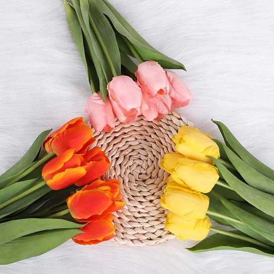 Artificial Tulip with Bendable Stem Realistic Fake Flower Low Maintenance Faux Tulip for Vase Flower Arrangement Home Party Wedding Decor