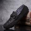 Pánské mokasíny se vzorem krokodýlí kůže Módní nazouvací boty Nové pohodlné pánské baleríny Pánská ležérní obuv z pravé kůže Teplé zimní mokasíny