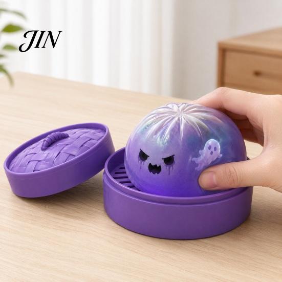 Dumpling Squeeze Toy Halloween Stress Relief Toy, Pumpkin Ghost Steamed Bun Anxiety Sensory Ball Fidget Party Favors Calming