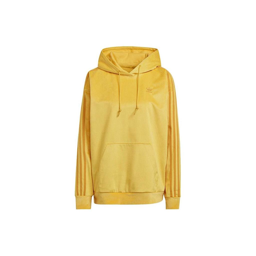 Adidas Originals Solid Color Hooded Casual Long Sleeve Sweatshirt Women Tops Yellow GU0809