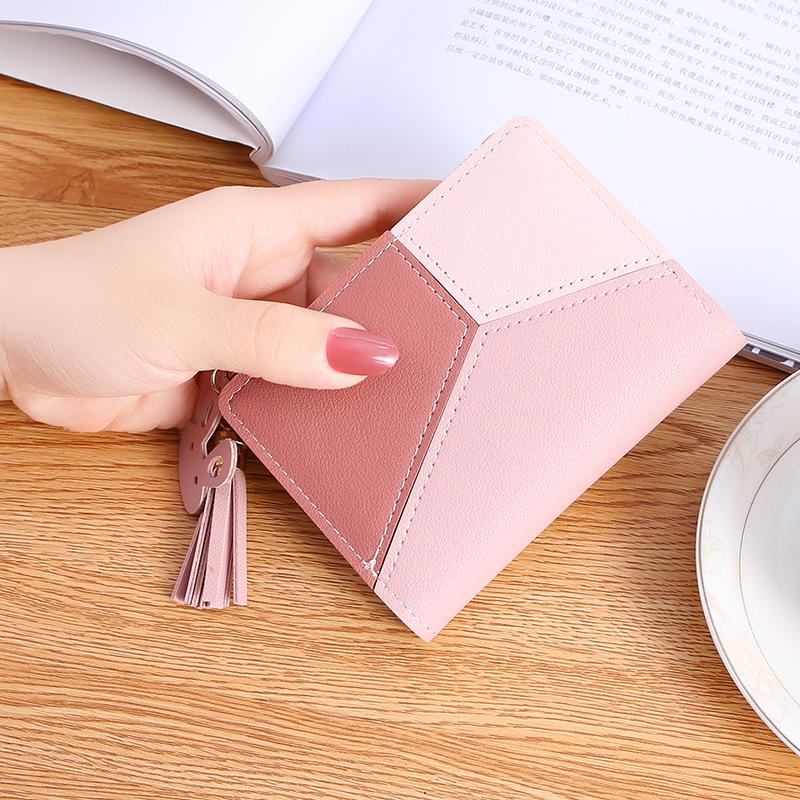 New Women's Patchwork Tassel Bifold Zipper Wallet - Korean Style Fashion