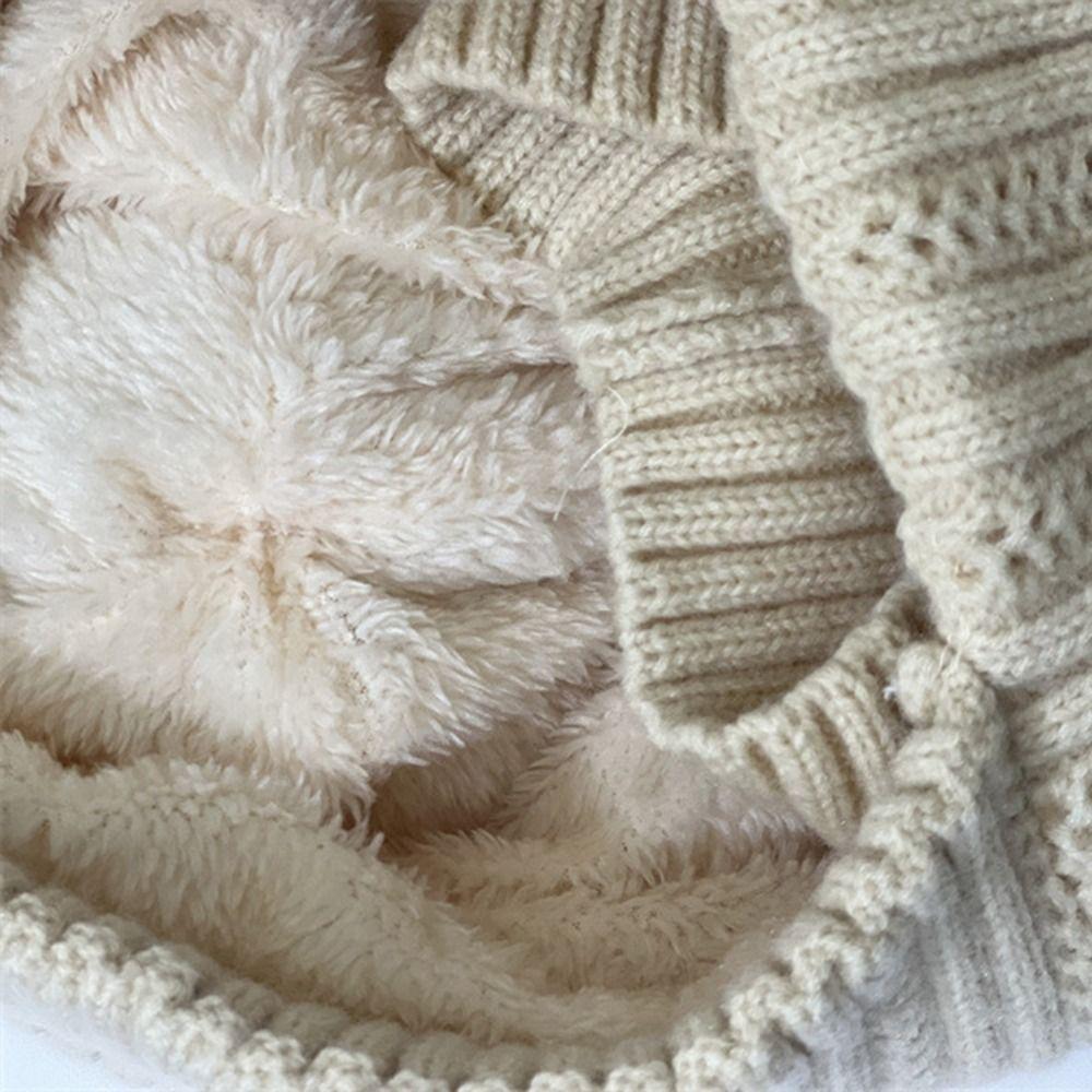 Double Layer Hats Scarf Set Plus Plush Beanie Hat Thickened Ear Protection Hat  Women