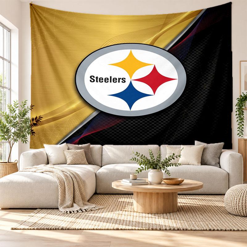 Pittsburgh Steelers Wall Tapestry, Soft Fabric Wall Hanging, Decorative Backdrop For Bedroom Home Wall Art