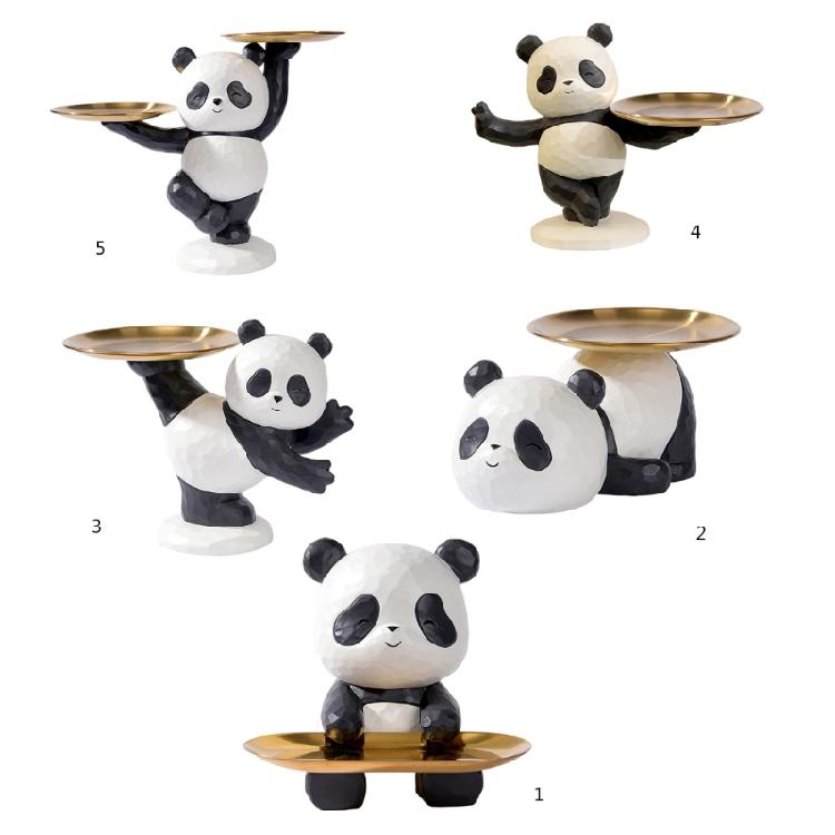 Harz Panda Figur Schlüsselablage Stilvoll und Praktisch Tierstatue Skulptur Organizer für Zuhause Eingangsbereich Dekorationen
