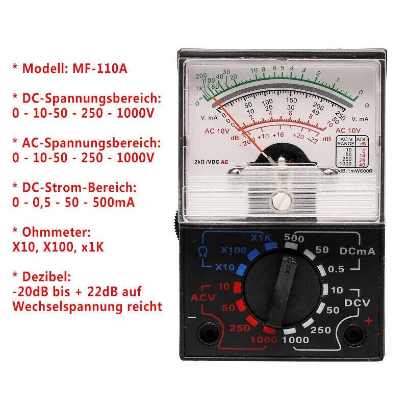 Analógový multimetrový tester Príslušenstvo Amérmeter MF-110A Merač