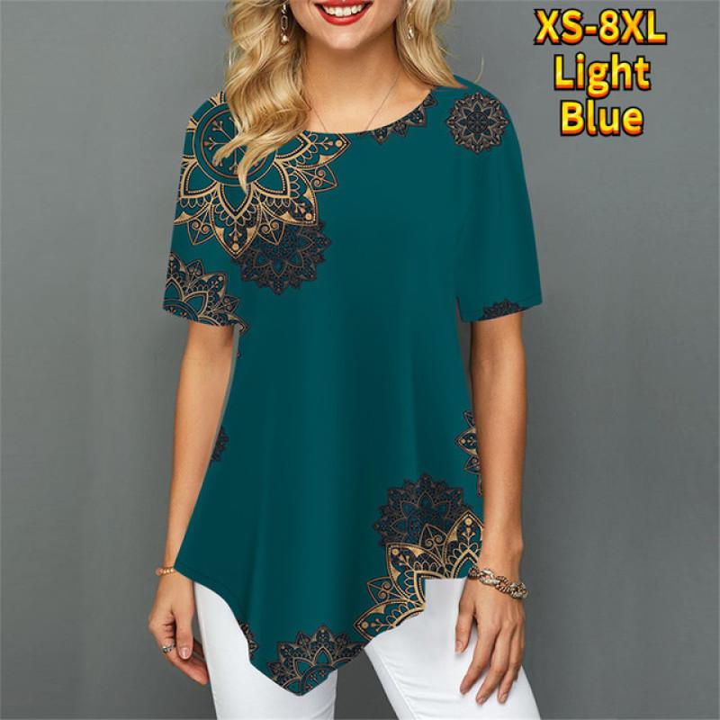 Женская футболка с нерегулярным цветком и цифровым 3D принтом — фото 8