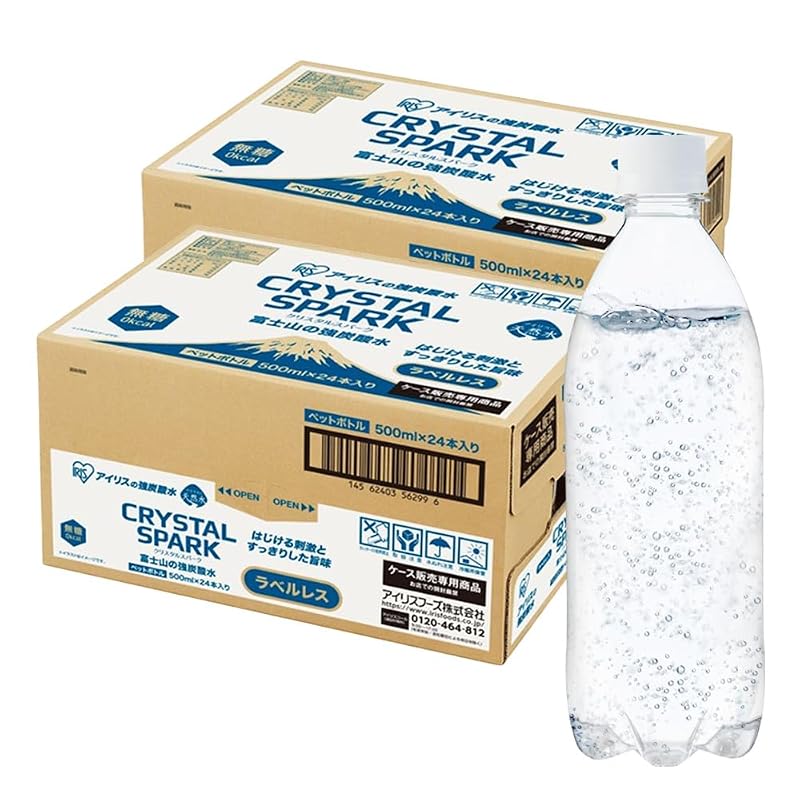 Iris Ohyama Carbonated Water, Label-Free, Fuji Mountain Strong Carbonated Water, 500ml x 48 bottles