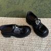 Cowhide version~ thick-soled small man height-increasing loafers women's British style retro small leather shoes versatile jk uniform single shoes