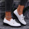 Damskor Casual Loafers 2024 Nya PU Vattentäta Tjocksulade Damskor Elegant Rosett Designer Kontor Shopping Zapatillas Mujer