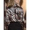 Women Spring Satin Zebra Print Long Sleeve Shirt Elegant Luxury Casual Blouse