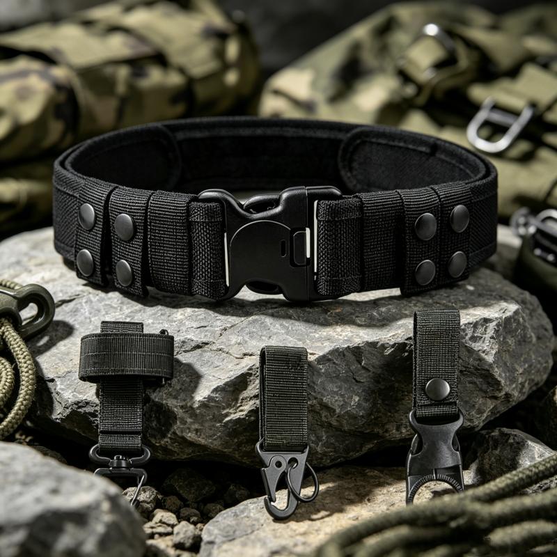 Adjustable Military Tactical Belt for Men, Wear Resistant Nylon Webbing Belt with Double Lock Safety Buckle, Outdoor Camping Hun
