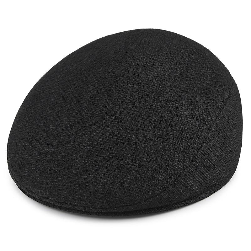 Men's Autumn-Winter Velvet-Lined PU Duckbill Cap with Ear Protection for Elderly